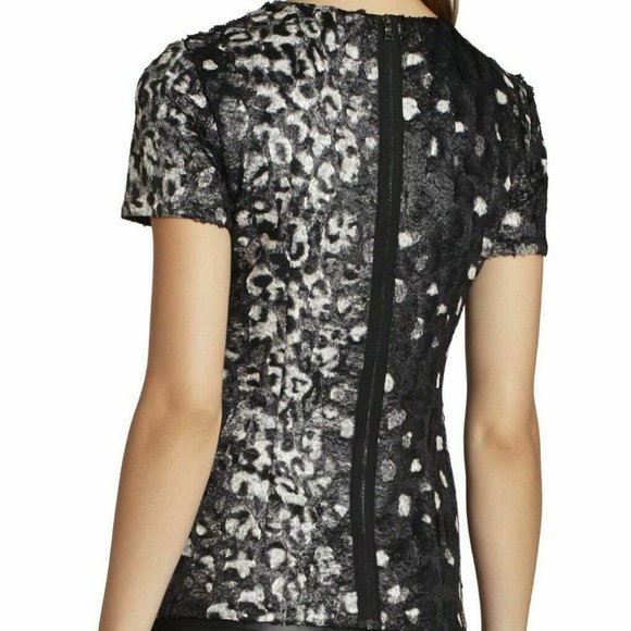 BCBGMaxAzria - Faux Fur - Blue color - Animal Print Peplum top - Picture 3 of 8